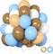50 Pack Blue and Brown Balloons (12 Inch) – Premium Coffee & Dusty Blue Latex Balloons for Teddy Bear Baby Shower – Rustic Boho Decorations for Boy’s Birthday, Wedding & Backyard Gathering – Thickened Party Balloons Bulk